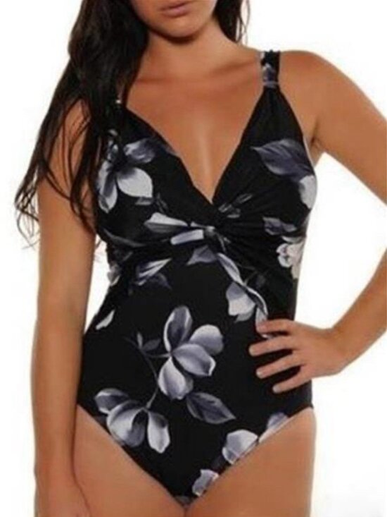 MIRACLESUIT Pandora One Piece Slimming Swimsuit Beach Black Floral Plus Size 16 - Picture 1 of 13